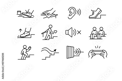 Feet icons stairwell movement shared icon dragging prevention objects vector shoe avoid
