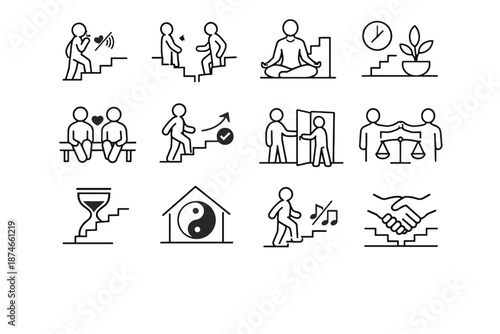 Icon indoor courtesy quiet vector everyday balance future respectful focus stairwell movement