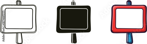 Diverse blank sign vector icons in doodle, solid, and colorful cartoon styles