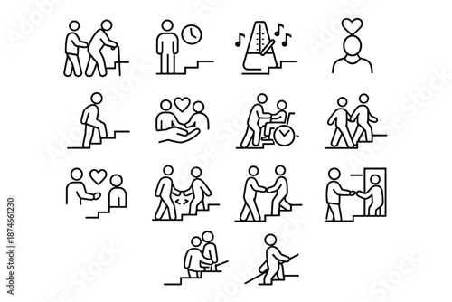 Movement stairwell vector icons care cue person stair logic icon courtesy timing