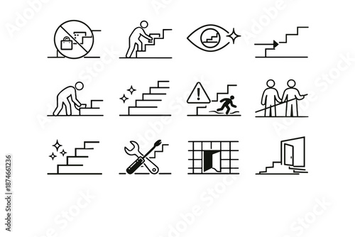 Vector icons stairwell access shared passage step icon calm spatial safety