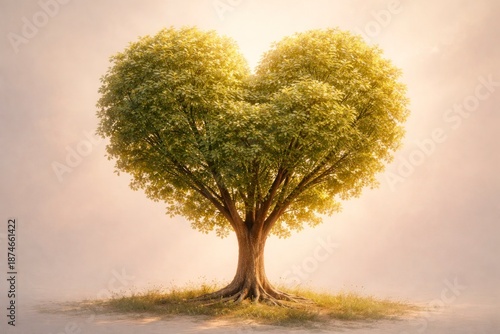 Tree with Heart-Shaped Crown – Care and Wellbeing Concept