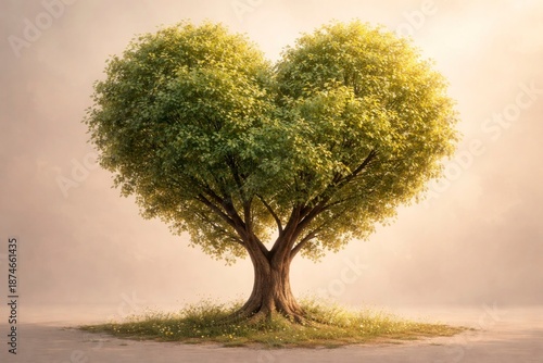 Tree with Heart-Shaped Crown – Care and Wellbeing Concept