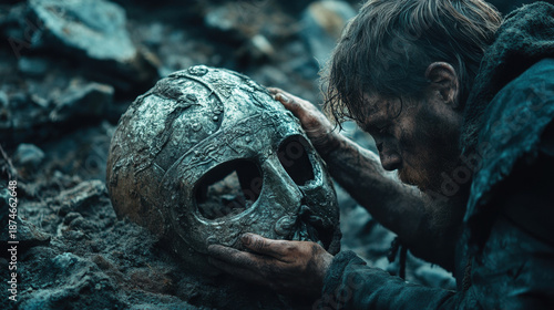 A Warriors Reflection Discovering an Ancient Helmet in the Ruins