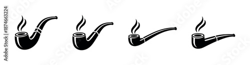 Smoking pipes vector icons set: classic pipe design, smoking symbols collection