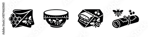 Beeswax wraps vector icons set for eco-friendly kitchen. sustainable food wraps.