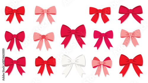 A vector illustration showcasing a variety of colorful bows on transparent background