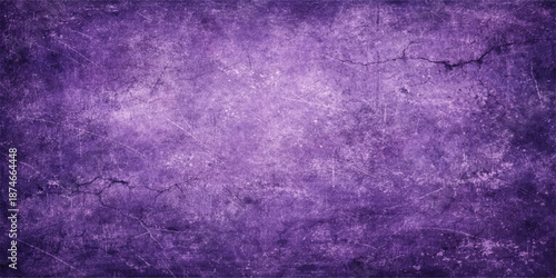 A textured violet and purple grunge background features an aged paper pattern with dark pink paint splatters on a vintage canvas material for a dirty wall art design