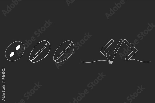 Coffee Beans Coding Concept: Minimalist Line Art Design
