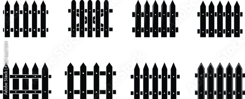 Collection of various black fence designs and patterns