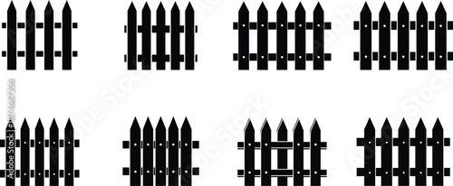 Collection of various black fence designs and patterns