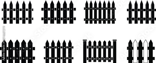 Collection of various black fence designs and patterns