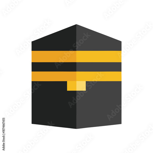 Holy Kaaba Mecca Islamic Pilgrimage Hajj Umrah Religion Worship Vector Illustration with Radiance Lines