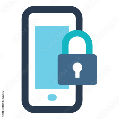 Smartphone security icon with padlock for mobile data protection