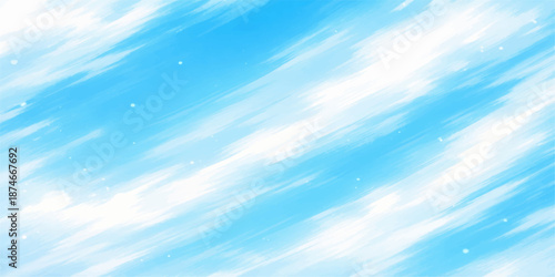 A beautiful high summer day features fluffy white clouds drifting across a clear blue sky background as bright sunlight fills the natural atmosphere of this peaceful cloudscape