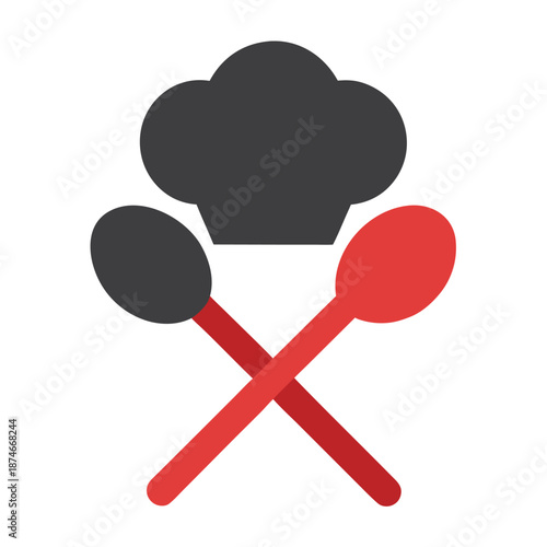 Chef Hat and Spoon Cooking Recipe Kitchen Food Vector Illustration