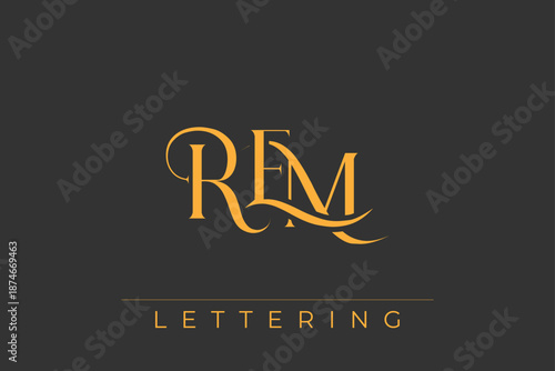 REM Elegant Monogram Logo Design With Decorative Lettering