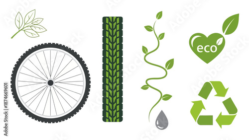 Eco-friendly symbols: green designs featuring nature and sustainability icons