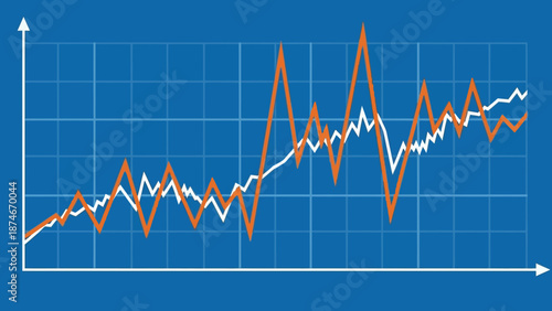 Dynamic financial chart with dual trend lines on blue background