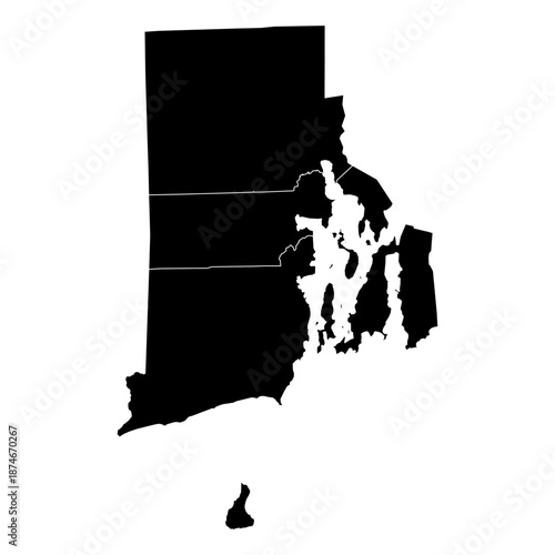 Foto Rhode Island State Map Vector SVG Black Fill White County Lines Transparent Back