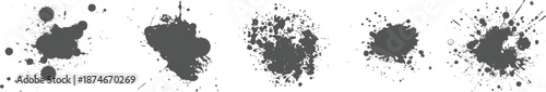 Black ink splatter vector set grunge splash elements for design abstract stain texture background graphic resource Paint ink splatter, stains set. Splash of paints with drops. High level of tracing.