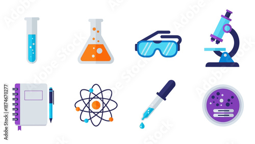 Lab equipment icons for scientific research and experimentation
