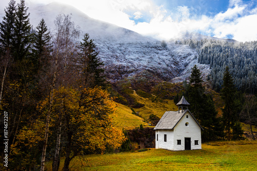 autumn and winter in the alps smybol background
