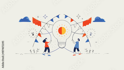 Creative teamwork sparking innovative ideas together