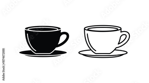 Two contrasting coffee cups and saucers a bold graphic silhouette