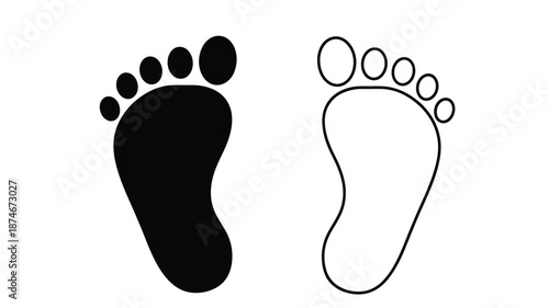 Footprints Black solid and outlined shapes a contrasting depiction silhouette