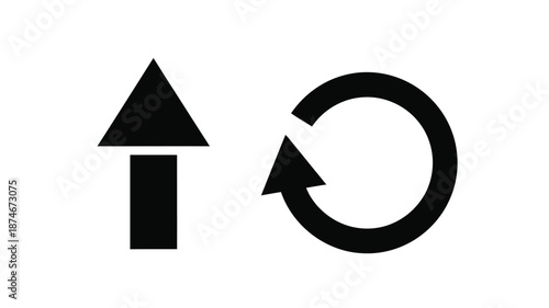 Black arrow and circular arrow icon design a minimalist silhouette
