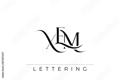 XEM Elegant Monogram Logo Design With Decorative Lettering