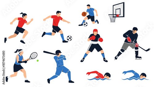 Dynamic sports collection featuring athletes in action across various disciplines