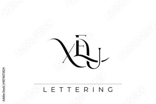 XEU Elegant Monogram Logo Design With Decorative Lettering