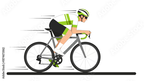 Cyclist in motion: minimalist design of speed and sport