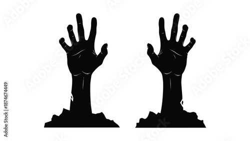Two hands raised in the air a striking black silhouette