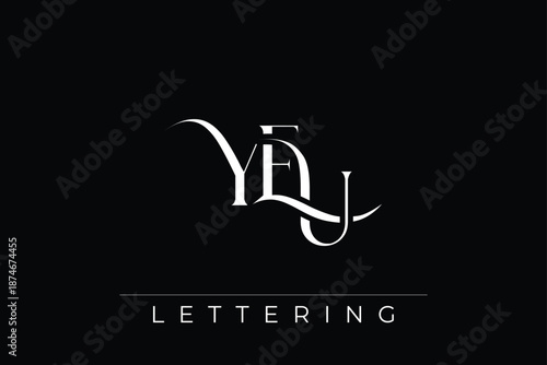 YEU Elegant Monogram Logo Design With Decorative Lettering