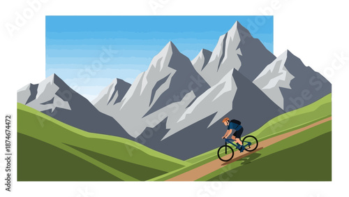 Mountain biking adventure in majestic alpine landscape