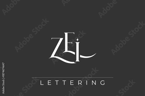 ZEI Elegant Monogram Logo Design With Decorative Lettering