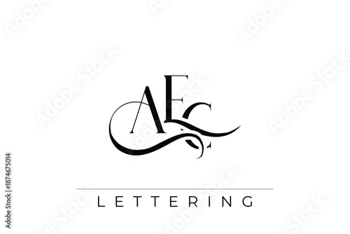 AEC Elegant Monogram Logo Design With Decorative Lettering