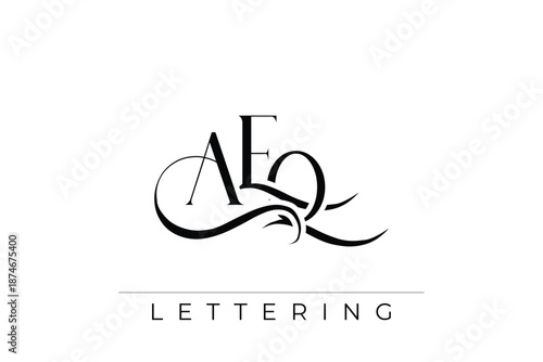 AEQ Elegant Monogram Logo Design With Decorative Lettering