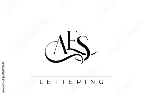 AES Elegant Monogram Logo Design With Decorative Lettering