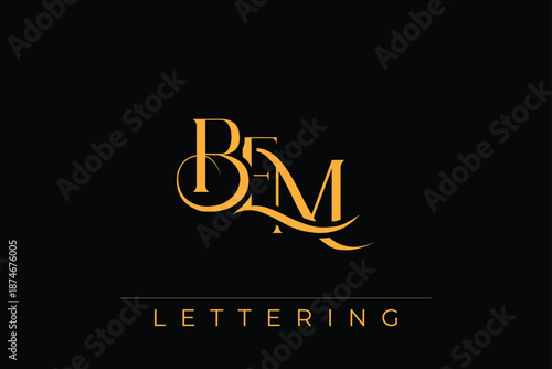 BEM Elegant Monogram Logo Design With Decorative Lettering