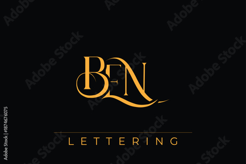 BEN Elegant Monogram Logo Design With Decorative Lettering