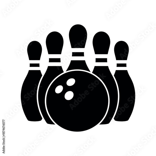 Bowling ball strike pin silhouette vector illustration isolated on a white background