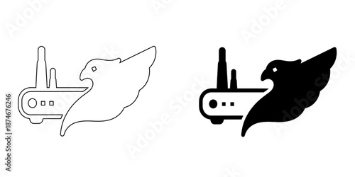 High Speed Wireless Router Icon with Bird Symbol for Fast Internet and Rapid Network Connectivity