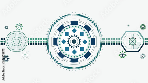 Modern technology and innovation concept with gears and circuits