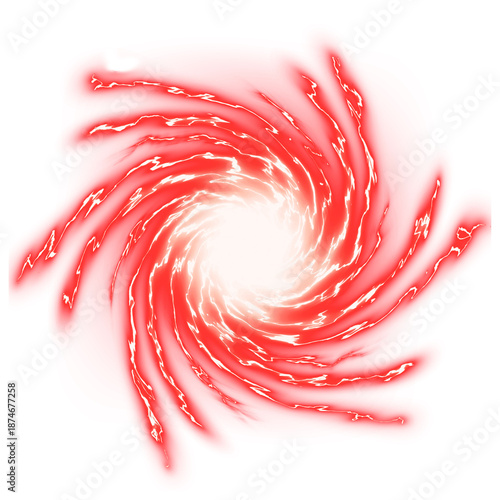 Foto Red spiral electric firestorm energy effect isolated on white background