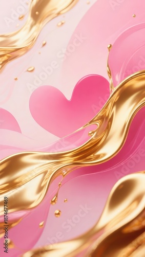 Abstract Valentine's Day background, heart with golden gradient.