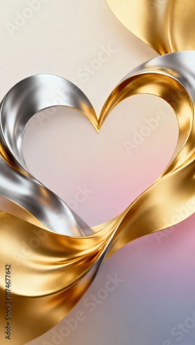Abstract Valentine's Day background, heart with golden gradient.